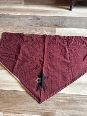Rust Red Bandana Scarf with Black Star Appliqué